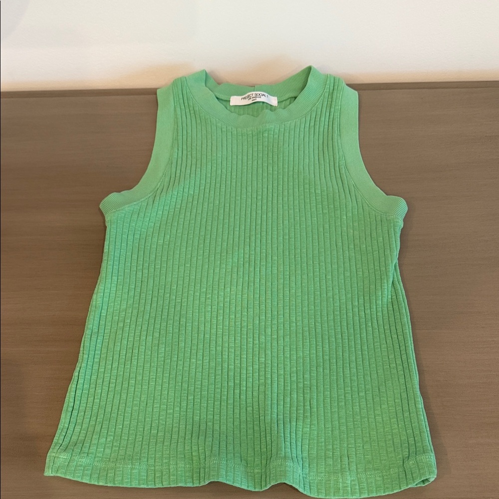 Project Social T Ribbed Tank Top - Bright Green size small. Like new.